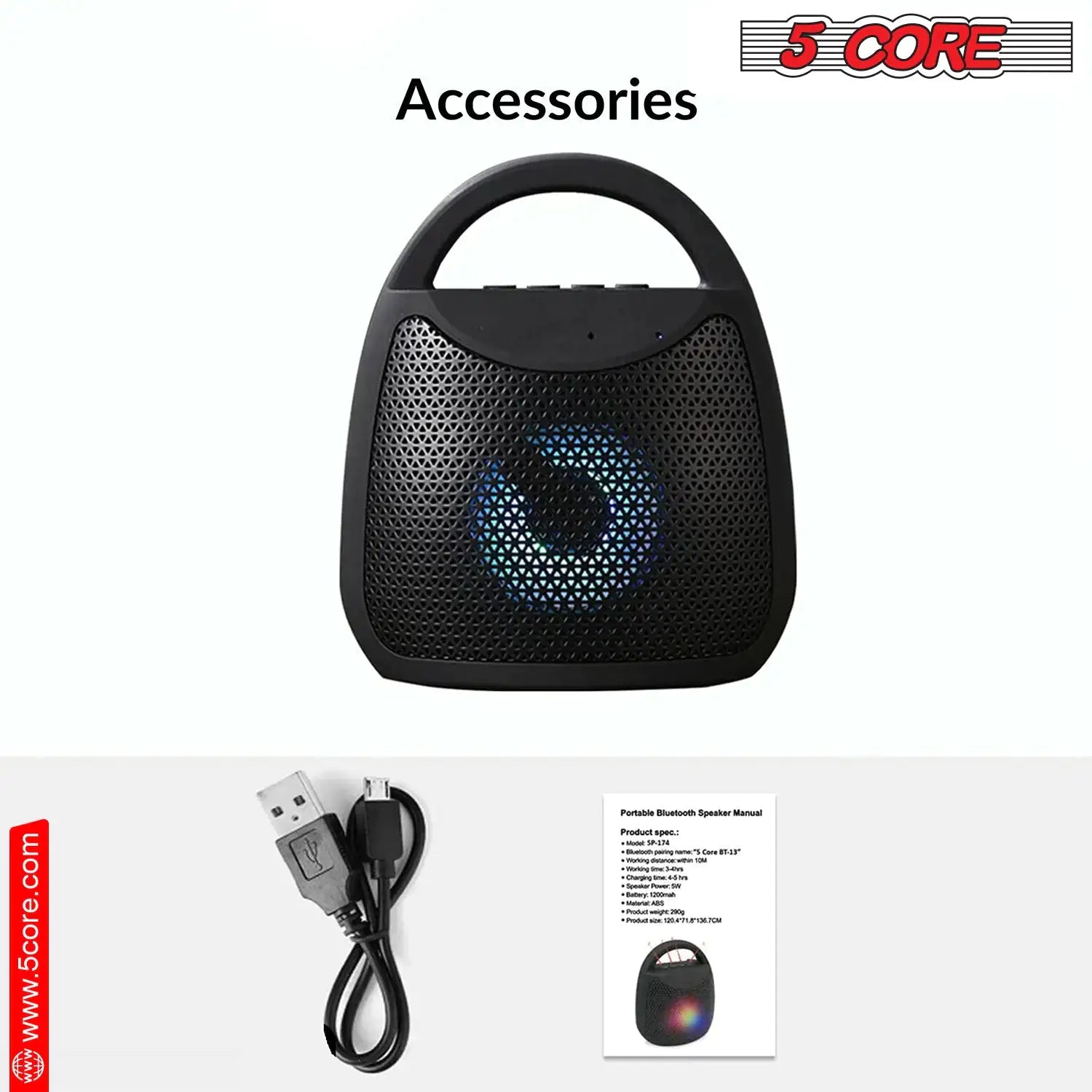 5 Core Outdoor Bluetooth Speaker Wireless Portable Waterproof for Patio Pool Party Pi-Mart