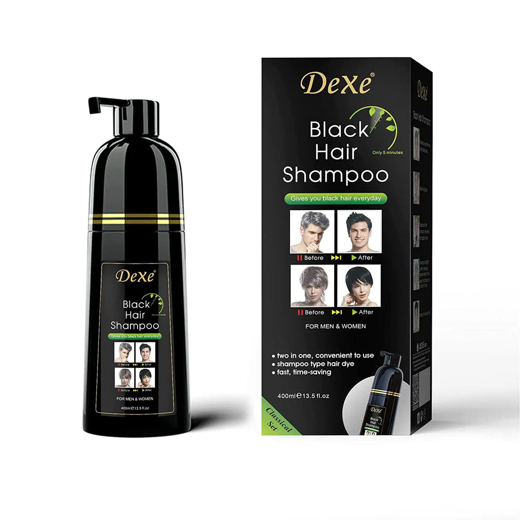 Dexe Hair Dye Shampoo 14.1 Fl Oz Gray Hair Coverage Black Hair Dye Hair Color Shampoo Black Hair Shampoo for Men & Women Lootquake LLC