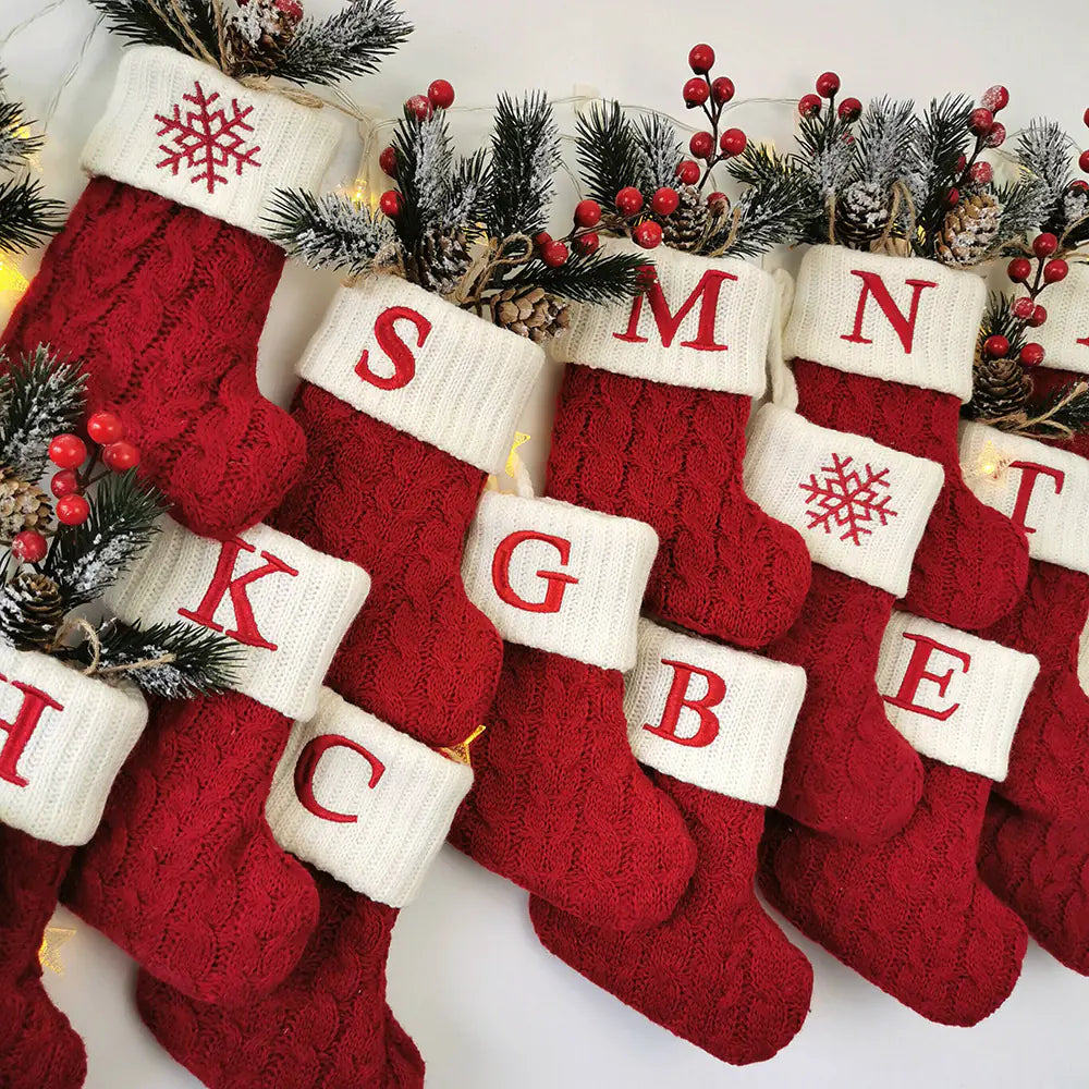 Knitted Christmas Letter Socks Pi-Mart