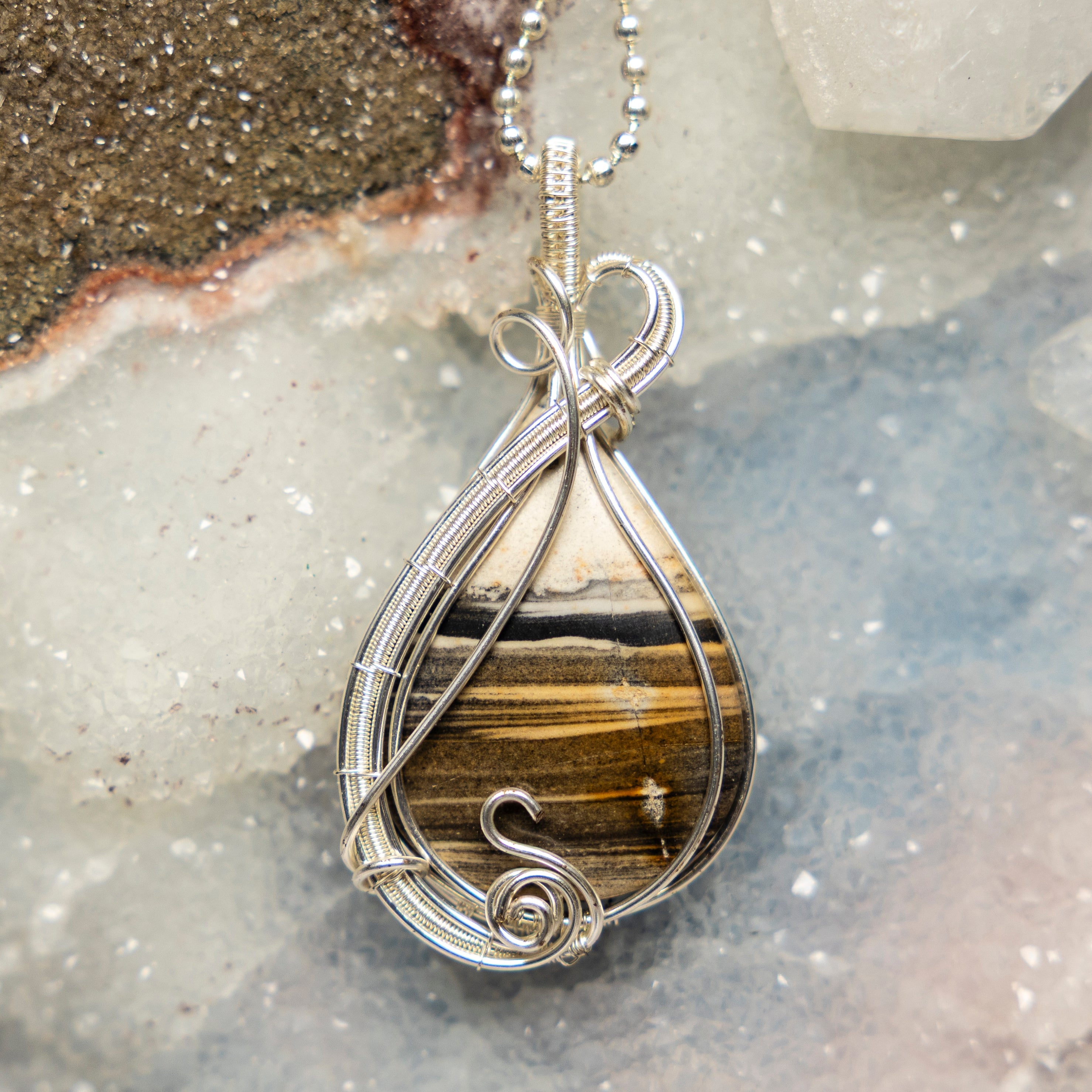 Zebra Jasper Wire Wrap Crystal Pendant - SJB-DIAMOND ELITES