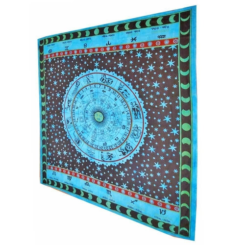 Blue Zodiac Horoscope Astrological Wall Tapestry Home Decor