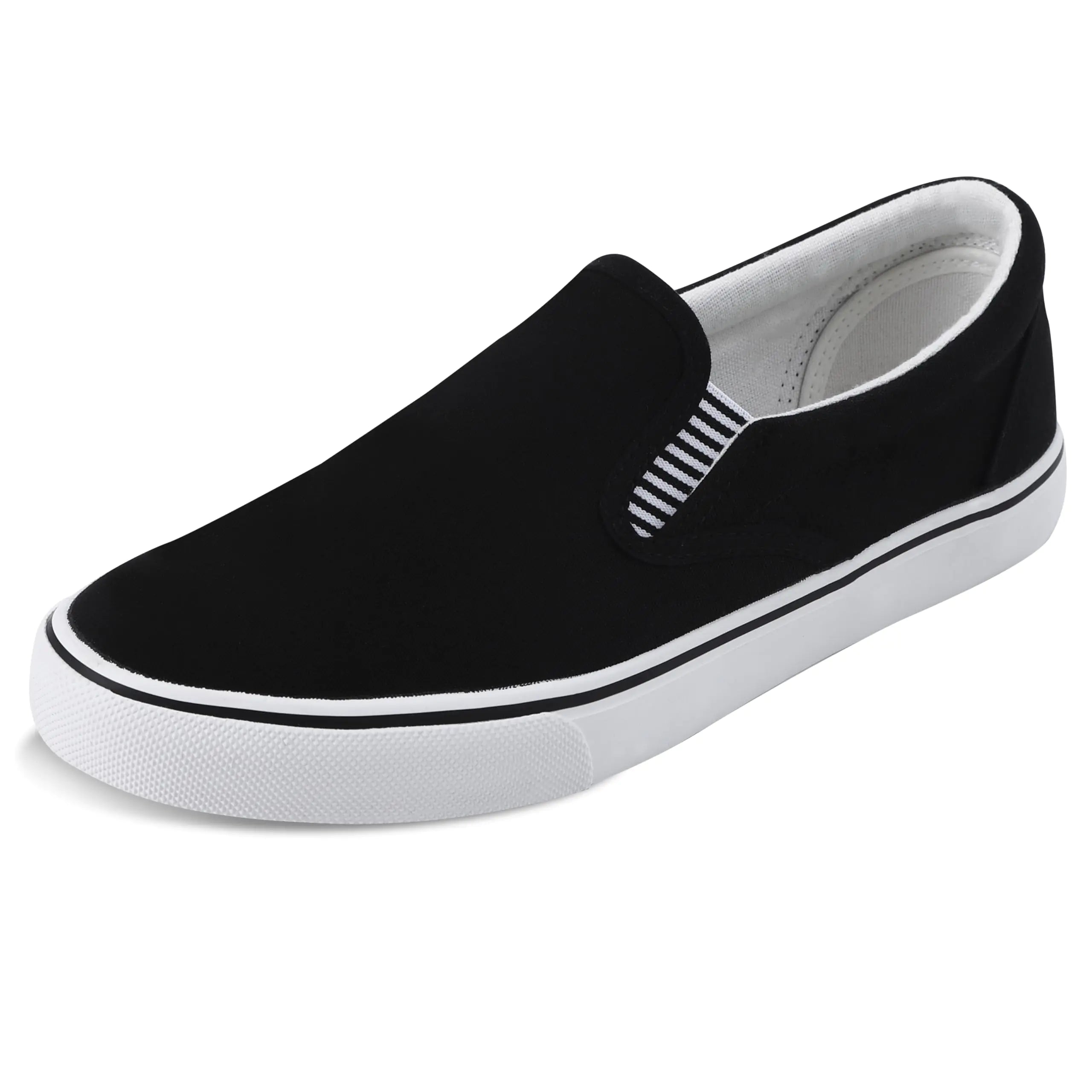 Mens Classic Canvas Shoes Slip on Sneakers Loafers Shoes Casual Fashion Shoes Black Pi-Mart