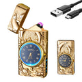 YOZWOO Electric Lighter USB Rechargeable Lighter Type-C Plasma Arc Lighter Clock Lighter Windproof Lighte Candle Lighter Cool Mens Lighter with LED Lighting Gift for Boys and Girls (Gold) Lootquake LLC