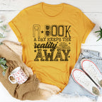 A Boook A Day Keeps The Reality Away Tee Peachy Sunday