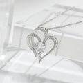 Zircon Double Love Necklace With Rhinestones Ins Personalized Heart-shaped Necklace Clavicle Chain Jewelry For Women Valentine's Day Pi-Mart