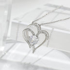 Zircon Double Love Necklace With Rhinestones Ins Personalized Heart-shaped Necklace Clavicle Chain Jewelry For Women Valentine's Day Pi-Mart