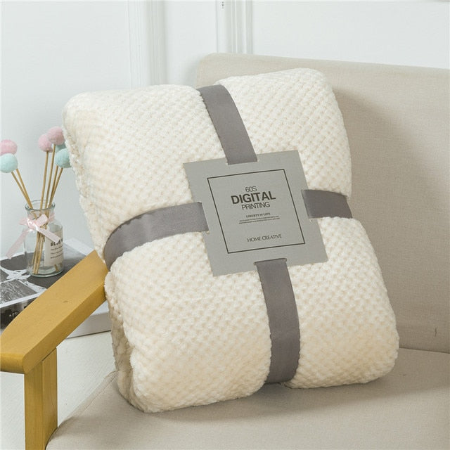 Fluffy Plaid Winter Bed Blankets by Pi Mart