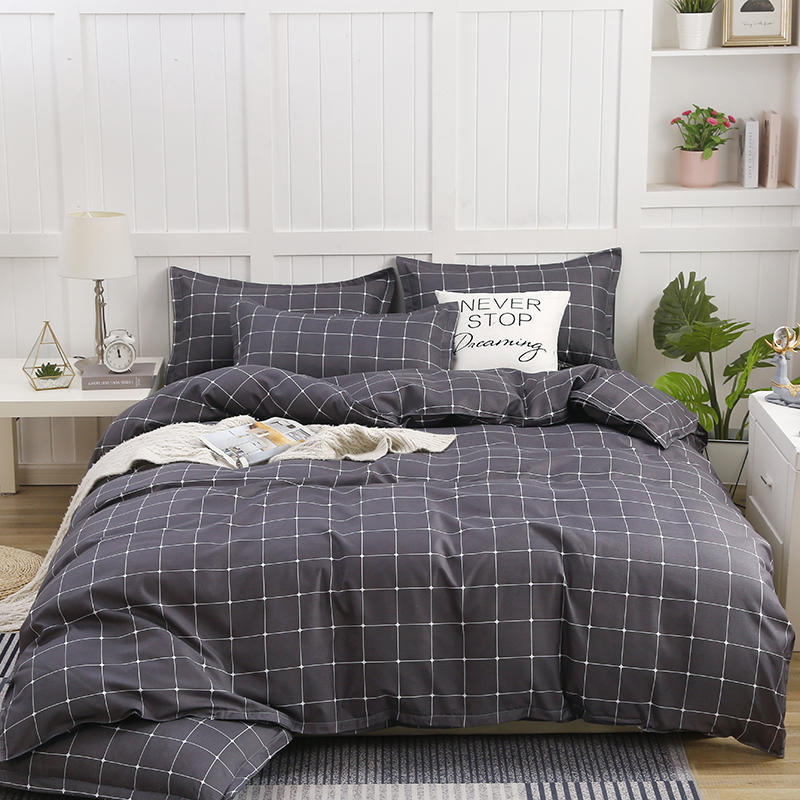 Simple Cotton Sanding Four-piece Set Thickening Small Bed Quilt Cover Pi-Mart