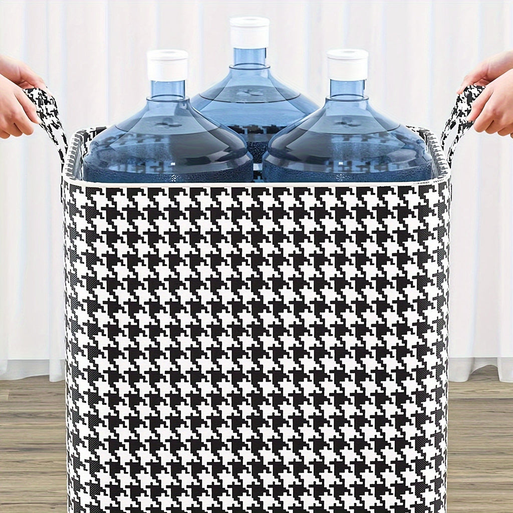 2pcs/5pcs Extra Large Capacity Stylish Houndstooth Storage Boxes - Durable, Space-Saving Closet Organizers with Handles for Easy Clothes, Blanket Storage and Organization at Home and Office Lootquake LLC