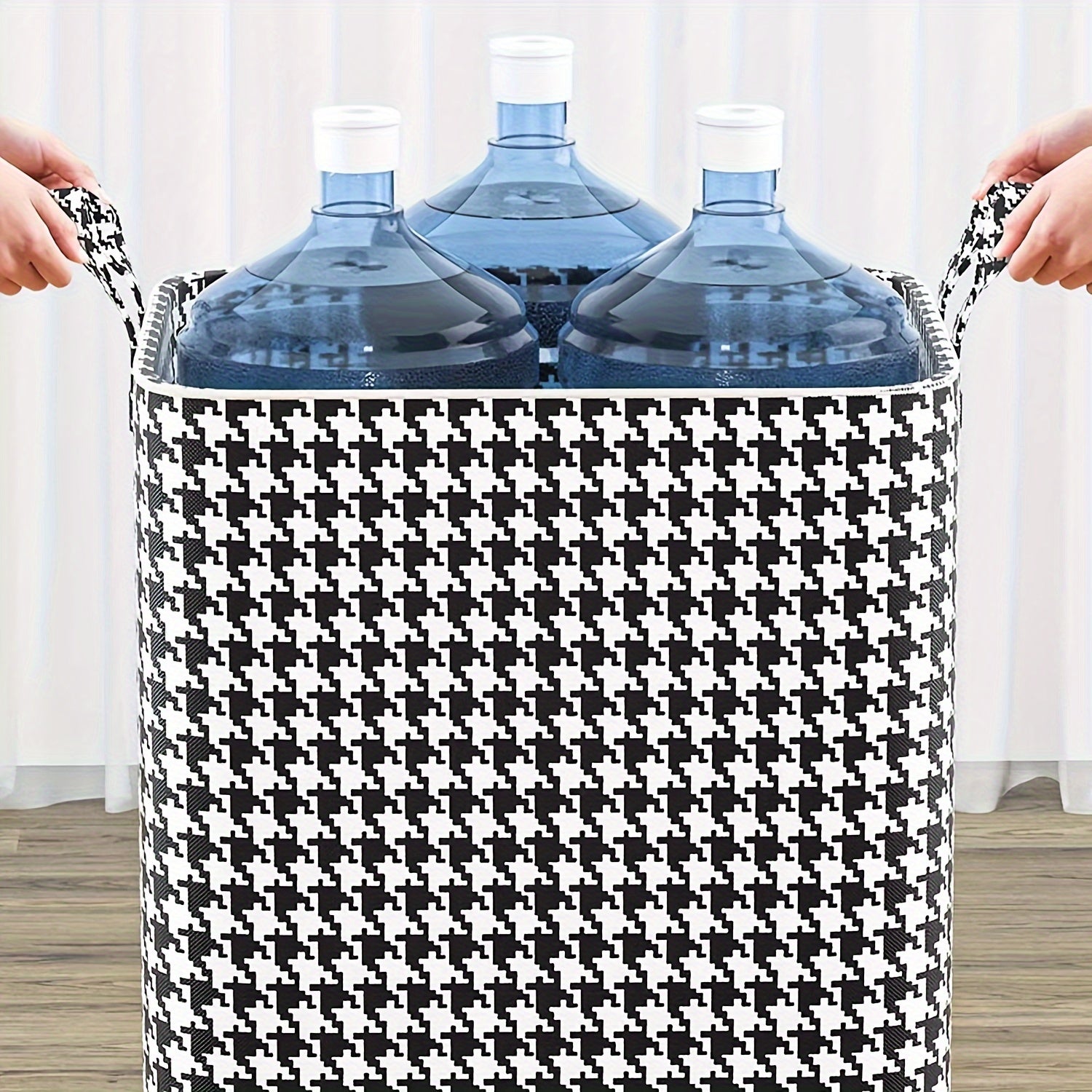 2pcs/5pcs Extra Large Capacity Stylish Houndstooth Storage Boxes - Durable, Space-Saving Closet Organizers with Handles for Easy Clothes, Blanket Storage and Organization at Home and Office Lootquake LLC