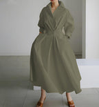 Long-sleeve Blouse Elastic Waist Swing Dress Pi-Mart