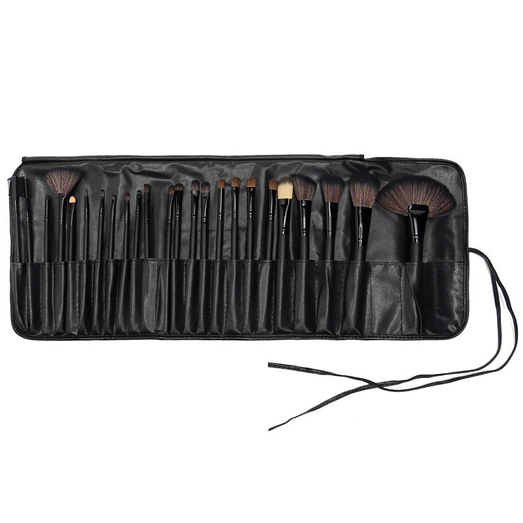 24 PCs Makeup Brush With Horse Hair Black Wood Color Makeup Full Set Pi-Mart