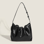 Simple soft leather pleated armpit bag, women's design side zipper solid color shoulder bag, hobo bag for women - SJB-DIAMOND ELITES