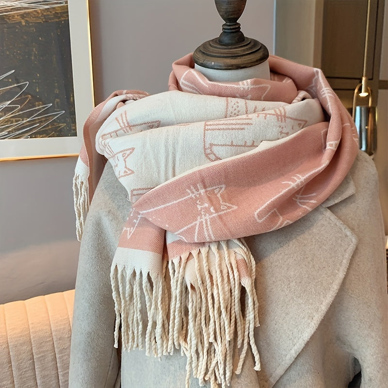 Simple Cartoon Tassel Scarf Fashion Outerwear Warm Wrap Office Nap Blanket Air Conditioning Room Windproof Shawl For Women Lootquake LLC