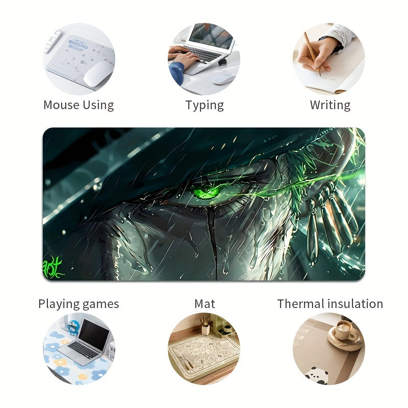 1pc Large Gaming Mouse Pad, Extra-Large Cool Graphic Design, Thick Non-Slip Washable Rubber Desk Mat, Precision Edge Locking, for Gamers and Office Use, Rectangular Shape Lootquake LLC