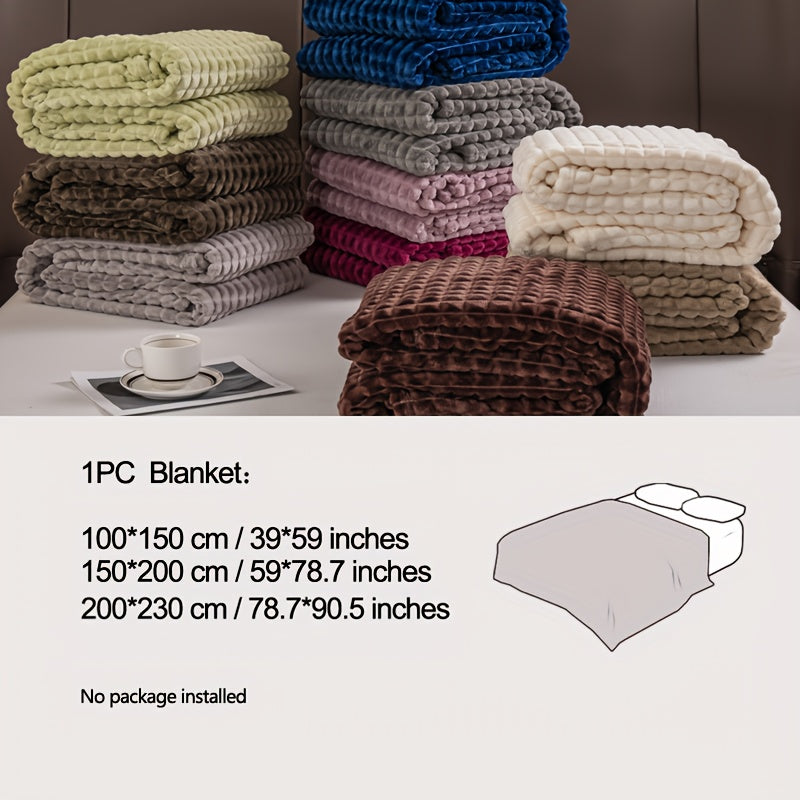 1pc Blanket Flannel/thick Blanket/grey/khaki/royal Blue/white/dark Gray/burgundy/beige/dark Brown/Silvery Gray/taro Purple/green/bedroom/guest Room/living Room/student Dormitory /car/sofa/travel Cute Multifunctional Blanket Lootquake LLC