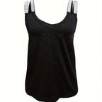 Women's Solid Color Rhinestone Shoulder Strap Sequin Camisole Top - SJB-DIAMOND ELITES
