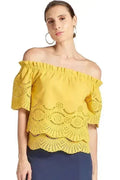 Marigold Daisy Top - Double layer off the shoulder cotton eyelet top - SJB-DIAMOND ELITES