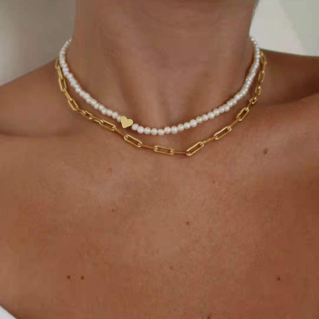 Colorfast Love Natural Small Grain Pearl Necklace Pi-Mart