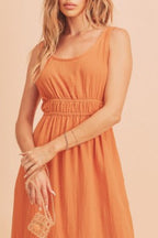 Side Slit Round Neck Sleeveless Tank Maxi Comfortable Dress For Women, Effortless Style, Perfect for Warm Weather