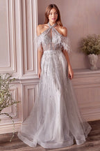 Anastasia Feather Gown Purplish Diva