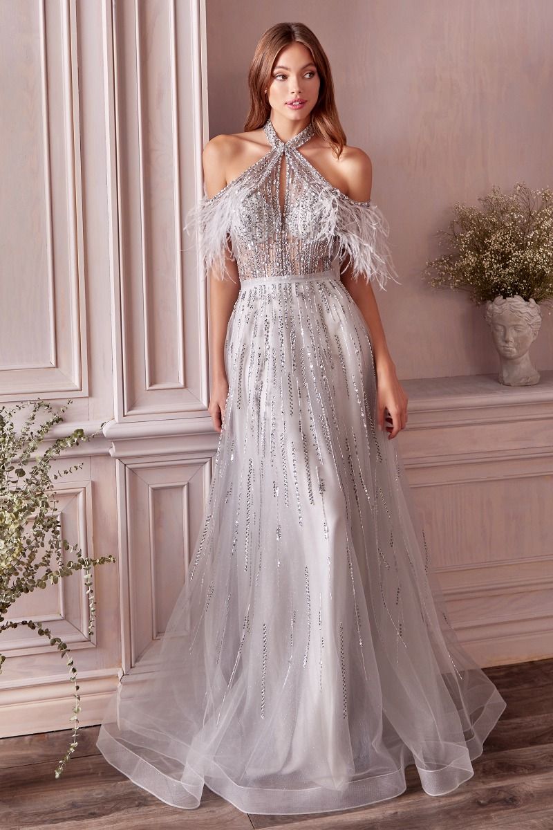 Anastasia Feather Gown Purplish Diva