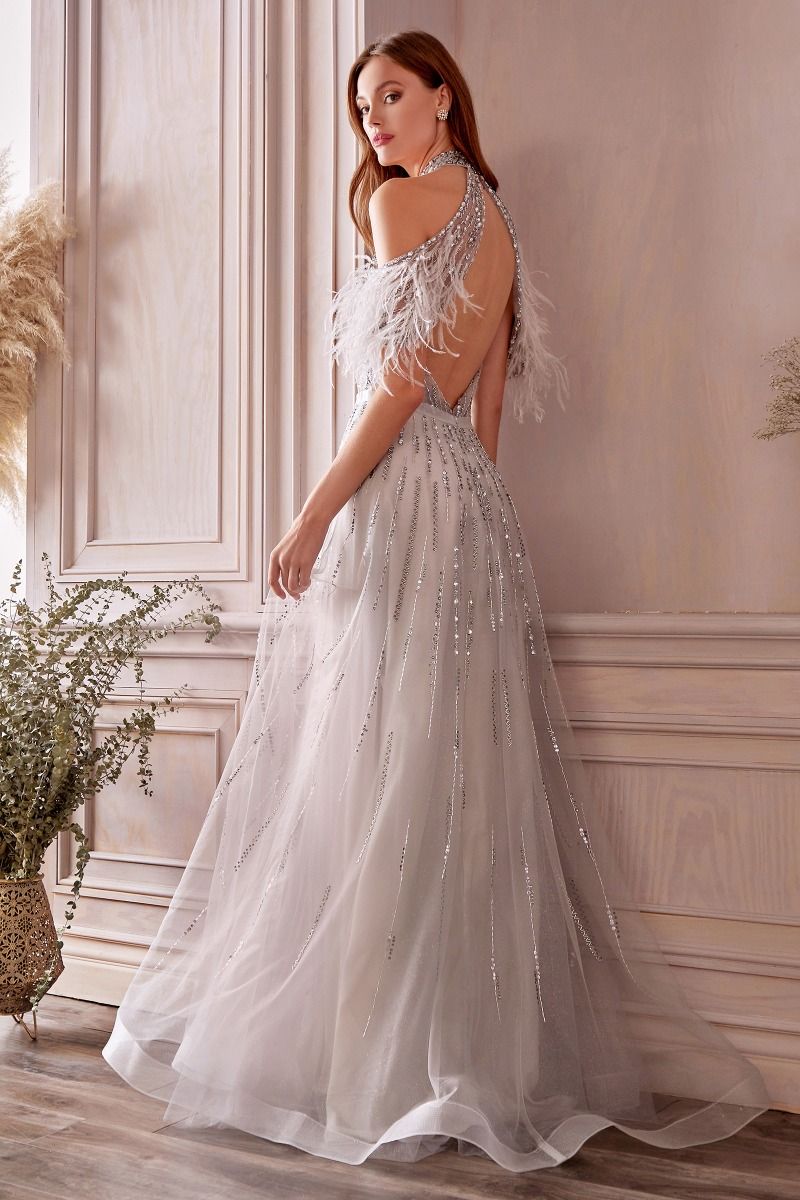 Anastasia Feather Gown Purplish Diva