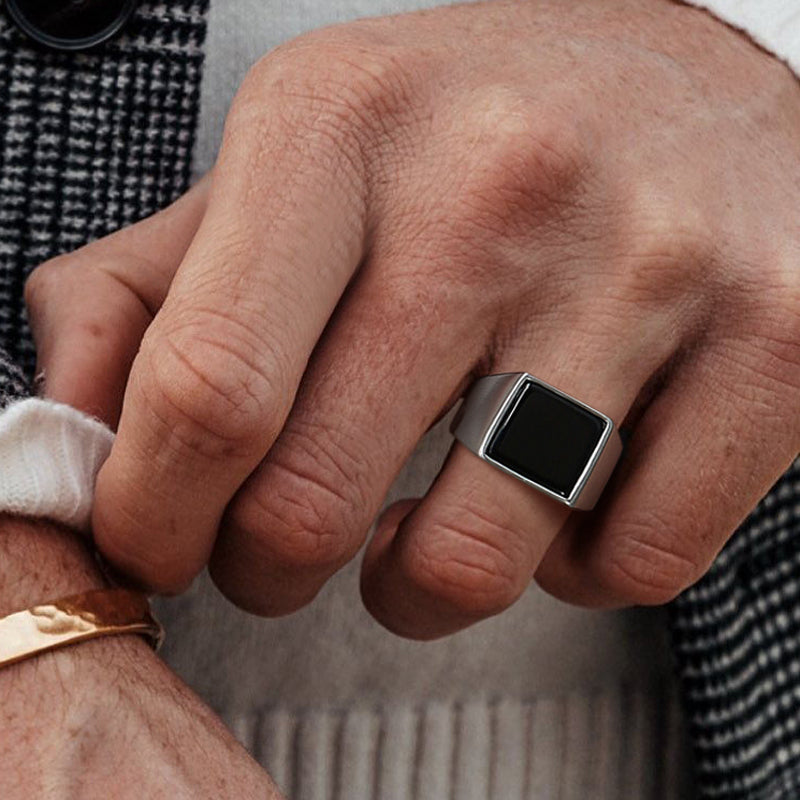 Stainless Steel Square Signet Ring Pi-Mart