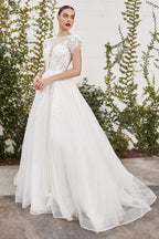 Catherine Cap Sleeve Lace Ball Gown Purplish Diva