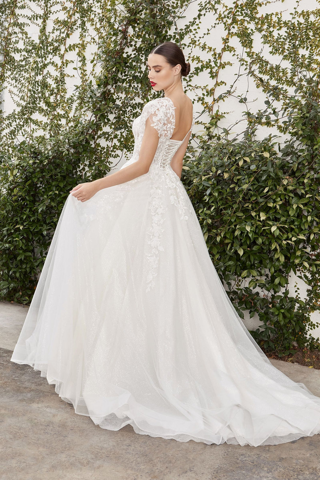Catherine Cap Sleeve Lace Ball Gown Purplish Diva
