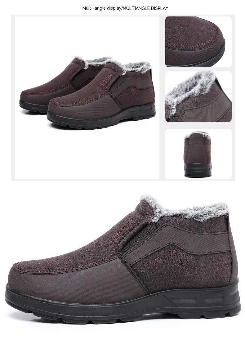 Men's Cotton Shoes Fleece-lined Warm Middle-aged And Elderly Pi-Mart