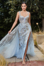 Brushed Embellished Gown With Overskir Purplish Diva