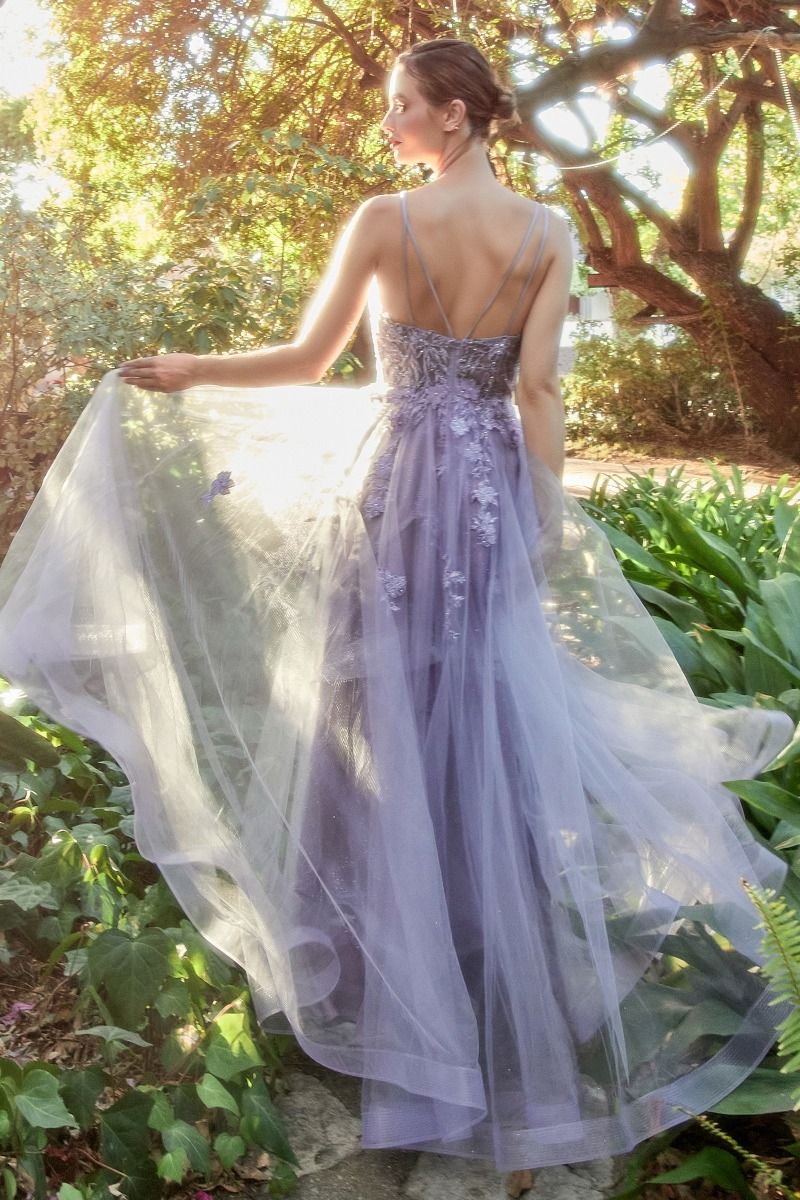 Alicia Floral Embroidery Gown Purplish Diva
