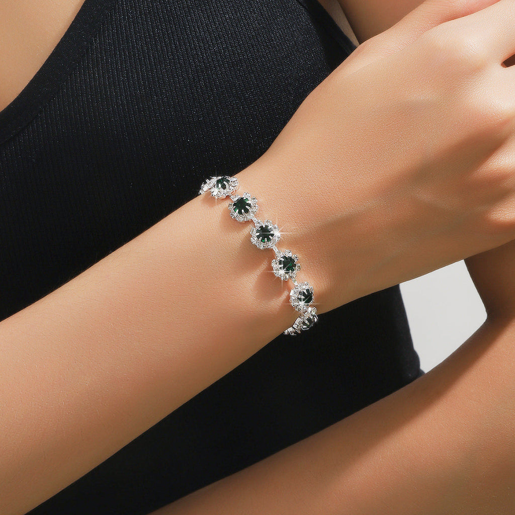 Diamond Necklace Earrings And Bracelet Three Piece Jewelry Set Pi-Mart