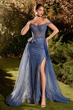 Embellished Off The Shoulder Gown Purplish Diva