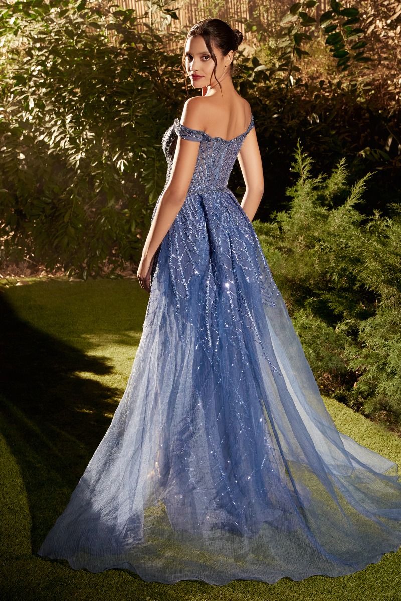 Embellished Off The Shoulder Gown Purplish Diva
