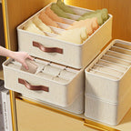 [Popular Choice] 1pc Beige Foldable Drawer Organizer with Rose Golden Handles - Stackable Fabric Storage Bin for Socks, Underwear, Bras, Ties & Accessories - Contemporary Closet Organization Solution, Closet Organizers And St Lootquake LLC