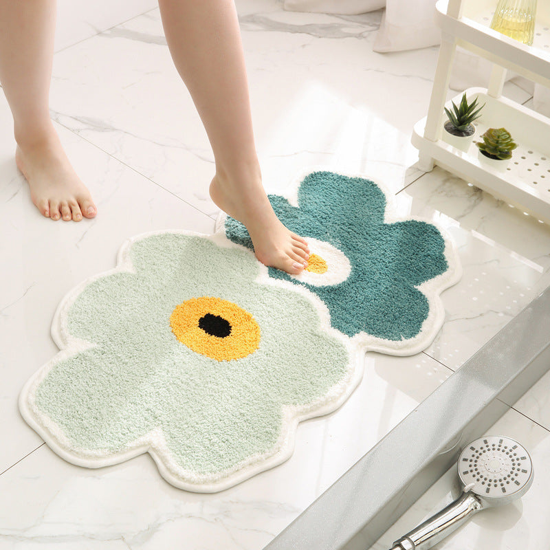 Bathroom Flocking Absorbent Floor Mat Anti Slip Pad Household Use Pi-Mart