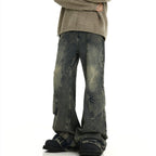 American Retro Distressed Yellow Mud Washed Jeans Lootquake LLC