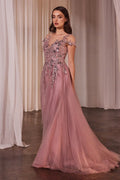 A-Line Cap Sleeve Ball Gown Purplish Diva