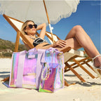 Transparent ladies tote bag large capacity colorful, beach bag waterproof swimming bag, waterproof mobile phone bag storage bag, clear bag for stadium events - SJB-DIAMOND ELITES