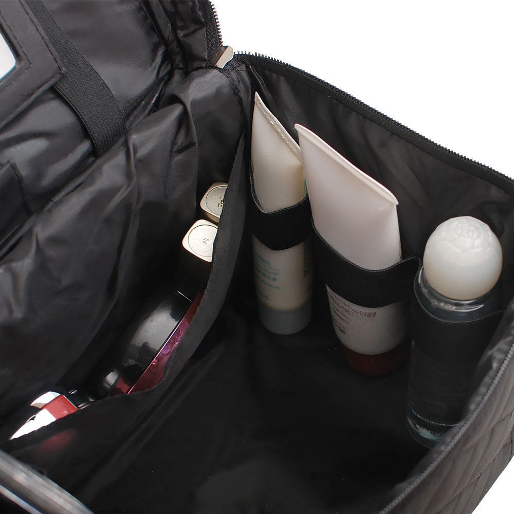 Folding mirror cosmetic bag, large capacity multi-functional toilet bag, travel waterproof storage bag, - SJB-DIAMOND ELITES