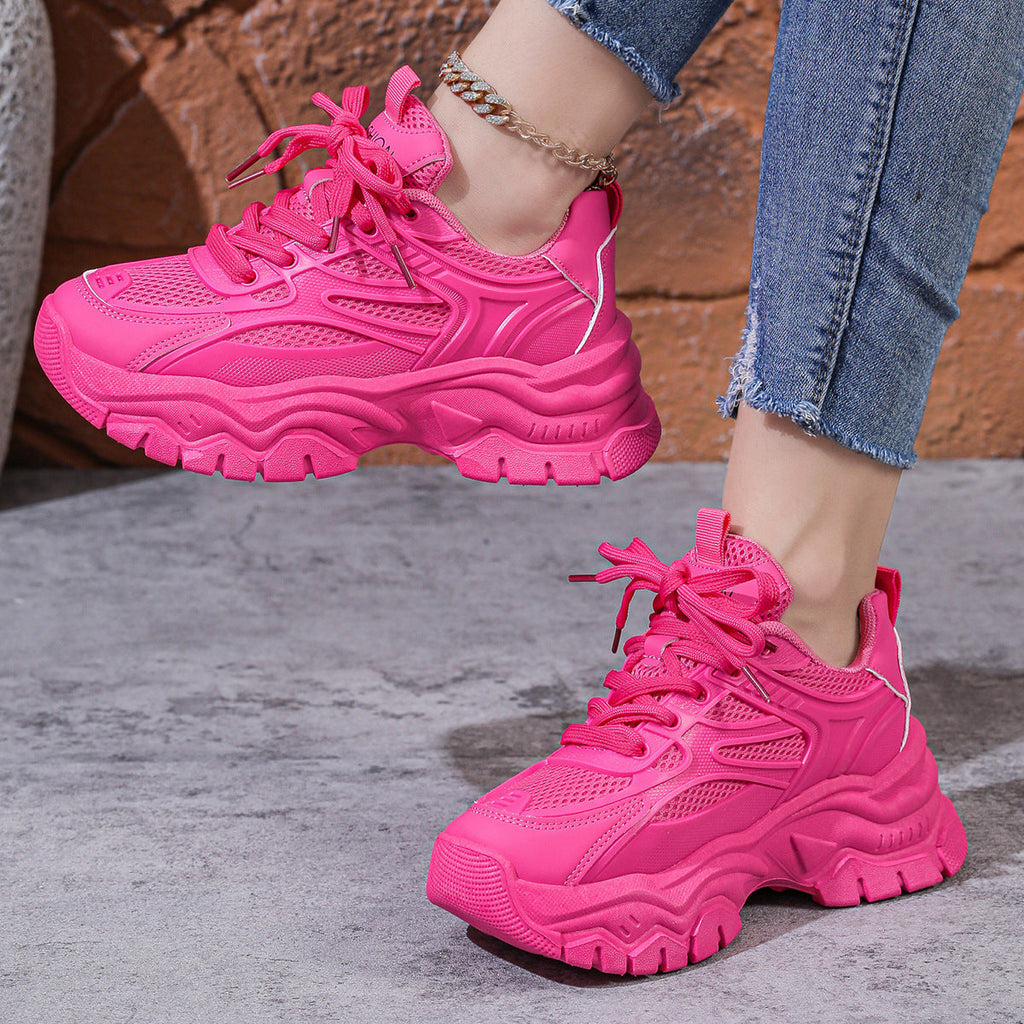 Mesh Breathable White Shoes Thick Bottom Heighten Casual Shoes Sports Women's Shoes Pi-Mart