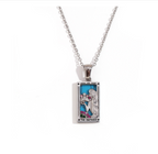 Fashion Tarot Necklace With Rhinestones Diamond Set Pendant Stainless Steel Rectangular Drip Necklace Jewelry Pi-Mart