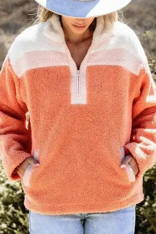 Contrast Half Zip Long Sleeve Sweatshirt - SJB-DIAMOND ELITES