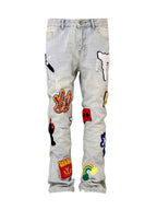 Light Color Irregular Towel Embroidered Slim Straight-leg Denim Trousers Lootquake LLC