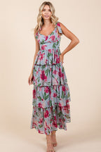Layered Floral Sweetheart Neck Maxi Dress – Elegant and Romantic Floral Maxi Dress with Feminine Sweetheart Neckline