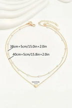 Gold Pearl Heart Necklace - Adjustable Chain - Dainty Layering Pendant