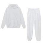 Women's Hoodie And Sweatpants White Sportswear Two-piece Suit Pi-Mart