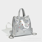 Versatile large capacity backpack purse, chain shoulder fashion diamond backpack with tote handle - SJB-DIAMOND ELITES